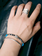 Urban Stoic Series | Stellar Halo | Hand-Hammered Silver & Colored-Glaze Bracelet