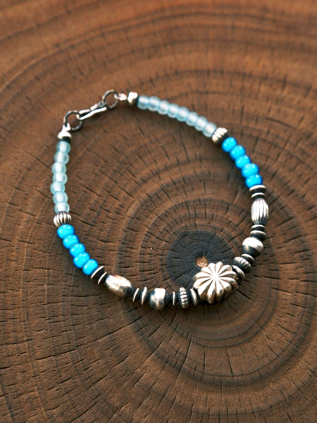 Urban Stoic Series | Stellar Halo | Hand-Hammered Silver & Colored-Glaze Bracelet