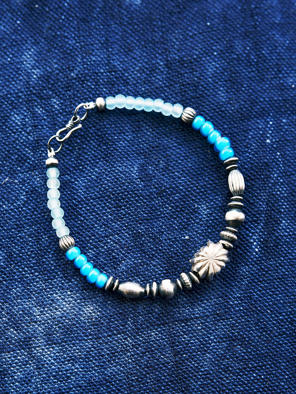 Urban Stoic Series | Stellar Halo | Hand-Hammered Silver & Colored-Glaze Bracelet