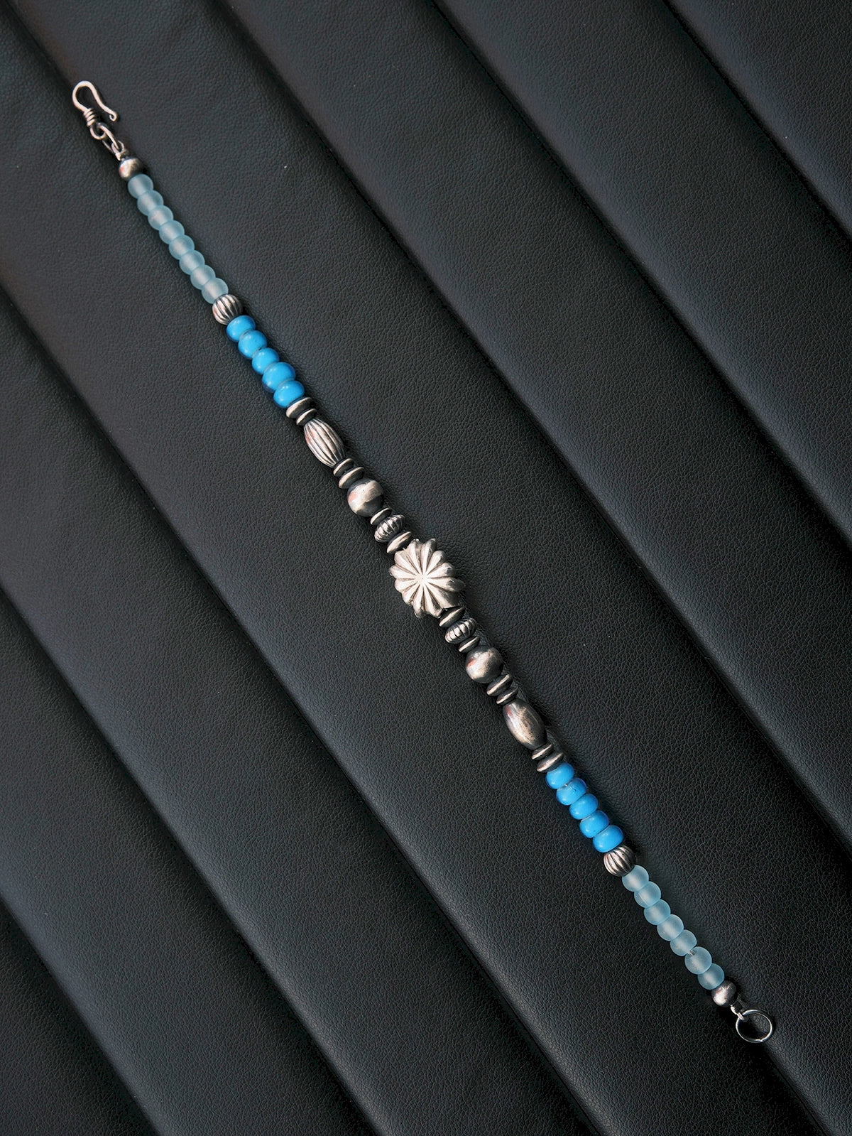 Urban Stoic Series | Stellar Halo | Hand-Hammered Silver & Colored-Glaze Bracelet