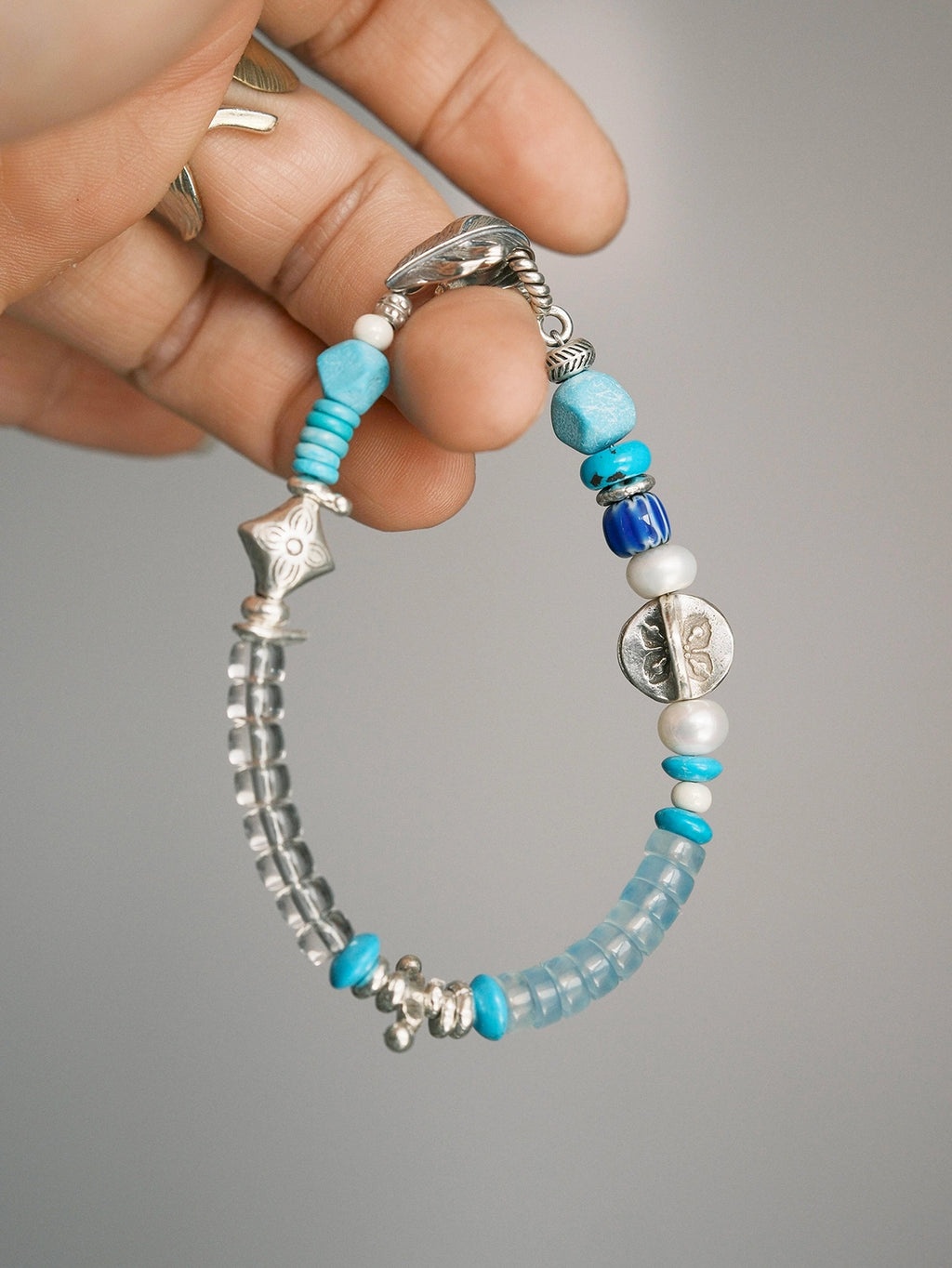 Mineral Soul Series | Ocean Verse | Turquoise, Aquamarine & Silver Bracelet