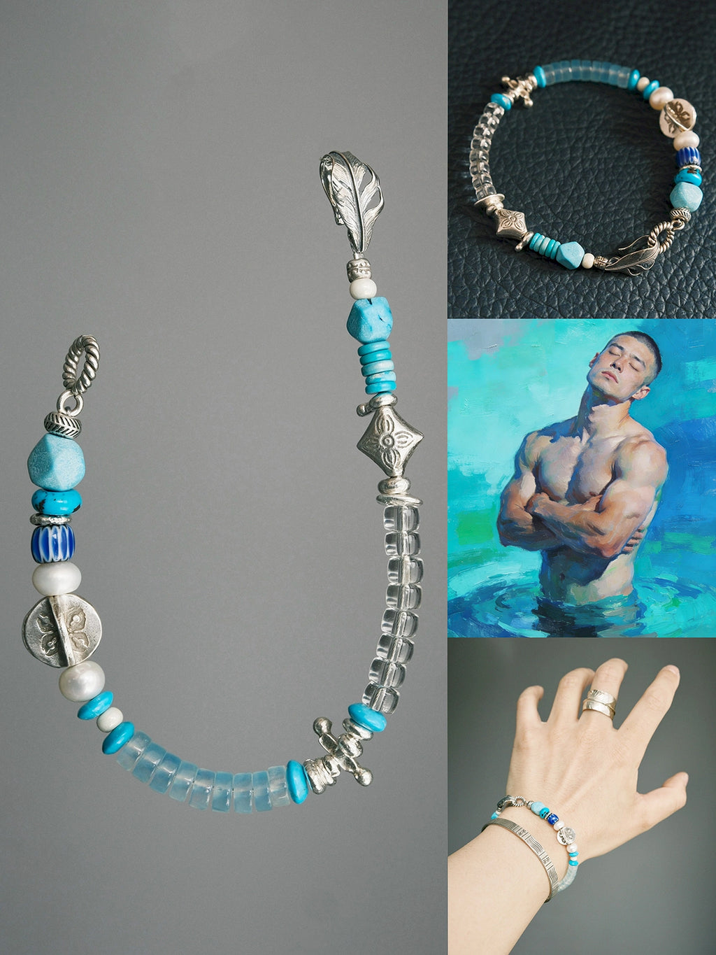 Mineral Soul Series | Ocean Verse | Turquoise, Aquamarine & Silver Bracelet