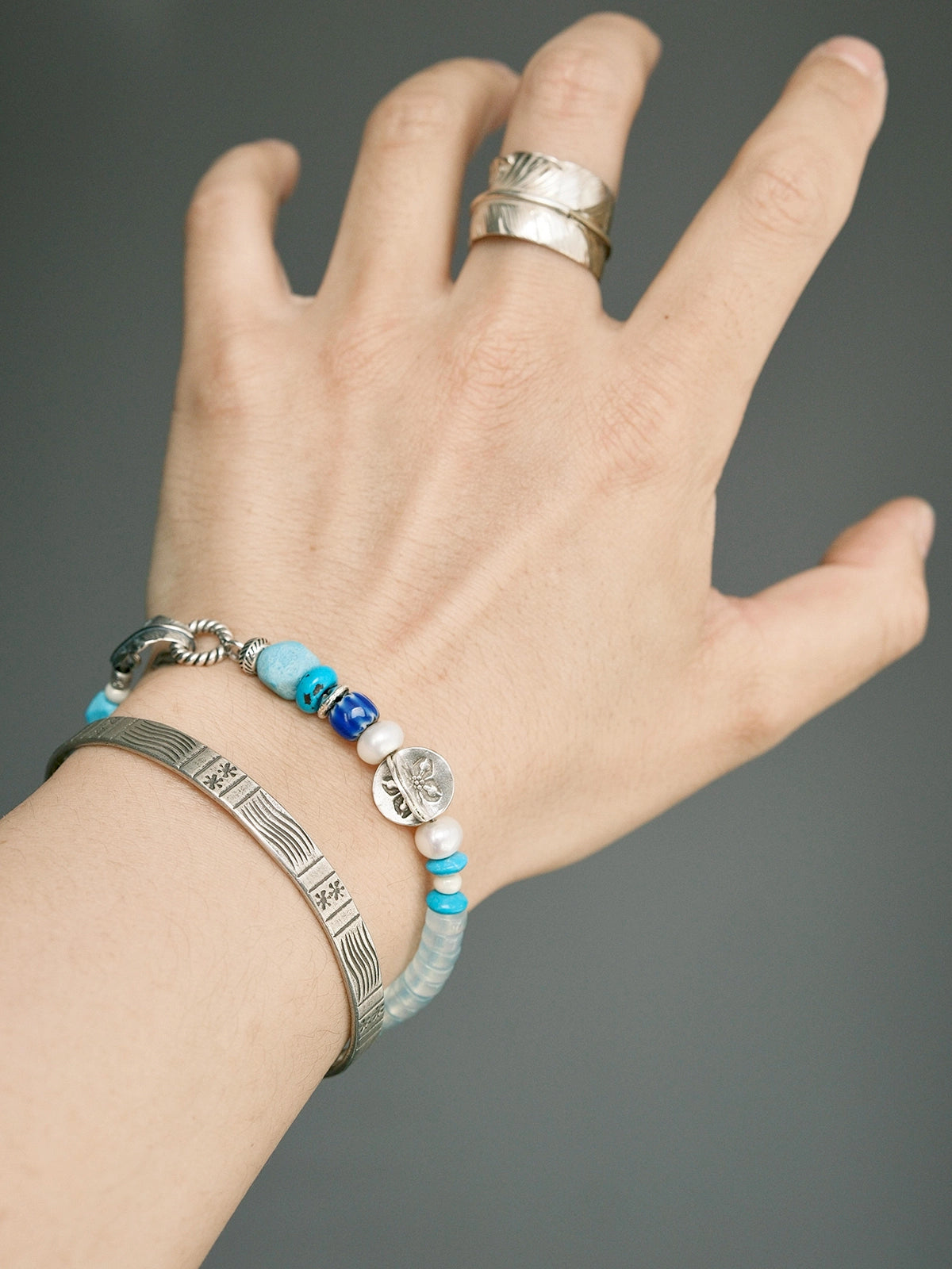 Mineral Soul Series | Ocean Verse | Turquoise, Aquamarine & Silver Bracelet