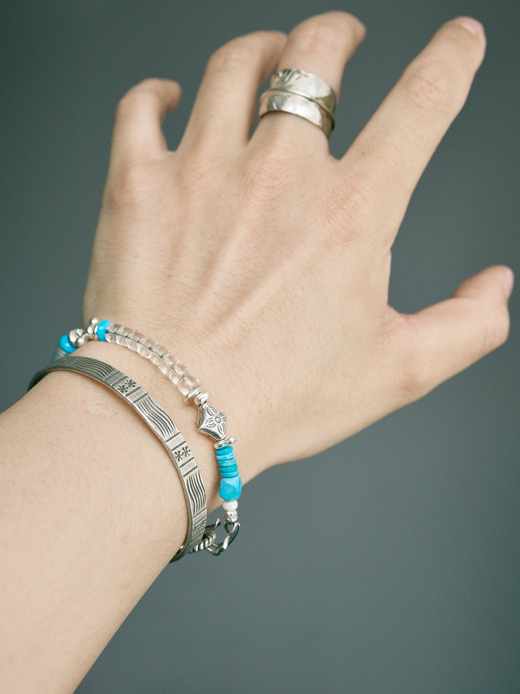 Mineral Soul Series | Ocean Verse | Turquoise, Aquamarine & Silver Bracelet