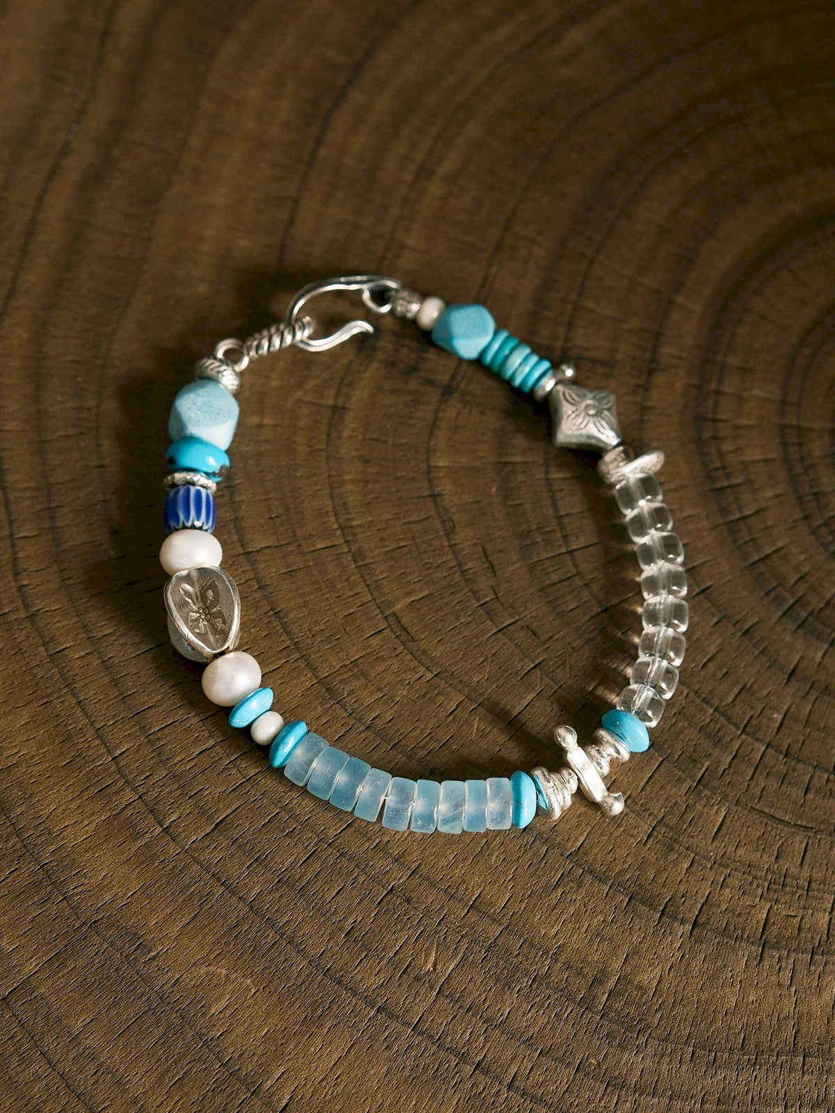 Mineral Soul Series | Ocean Verse | Turquoise, Aquamarine & Silver Bracelet