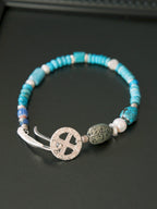 Mineral Soul Series | Blue Frontier | Turquoise, Jade & Silver Feather Bracelet
