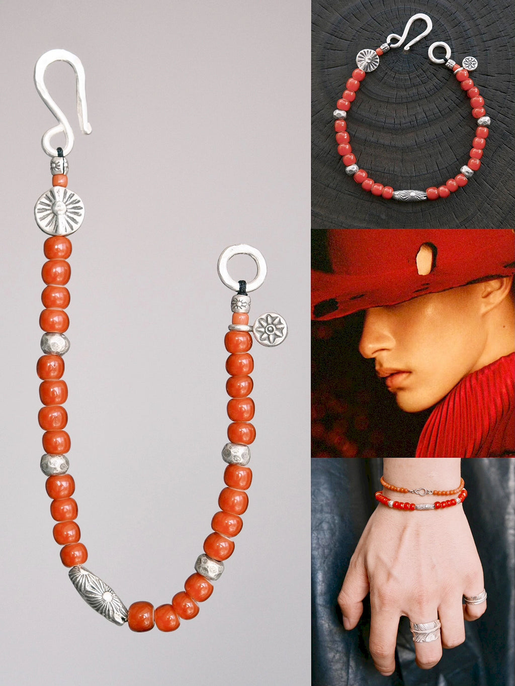 Identity Series | Red Solstice | Japanese Colored-Glaze & 990 Silver Bracelet