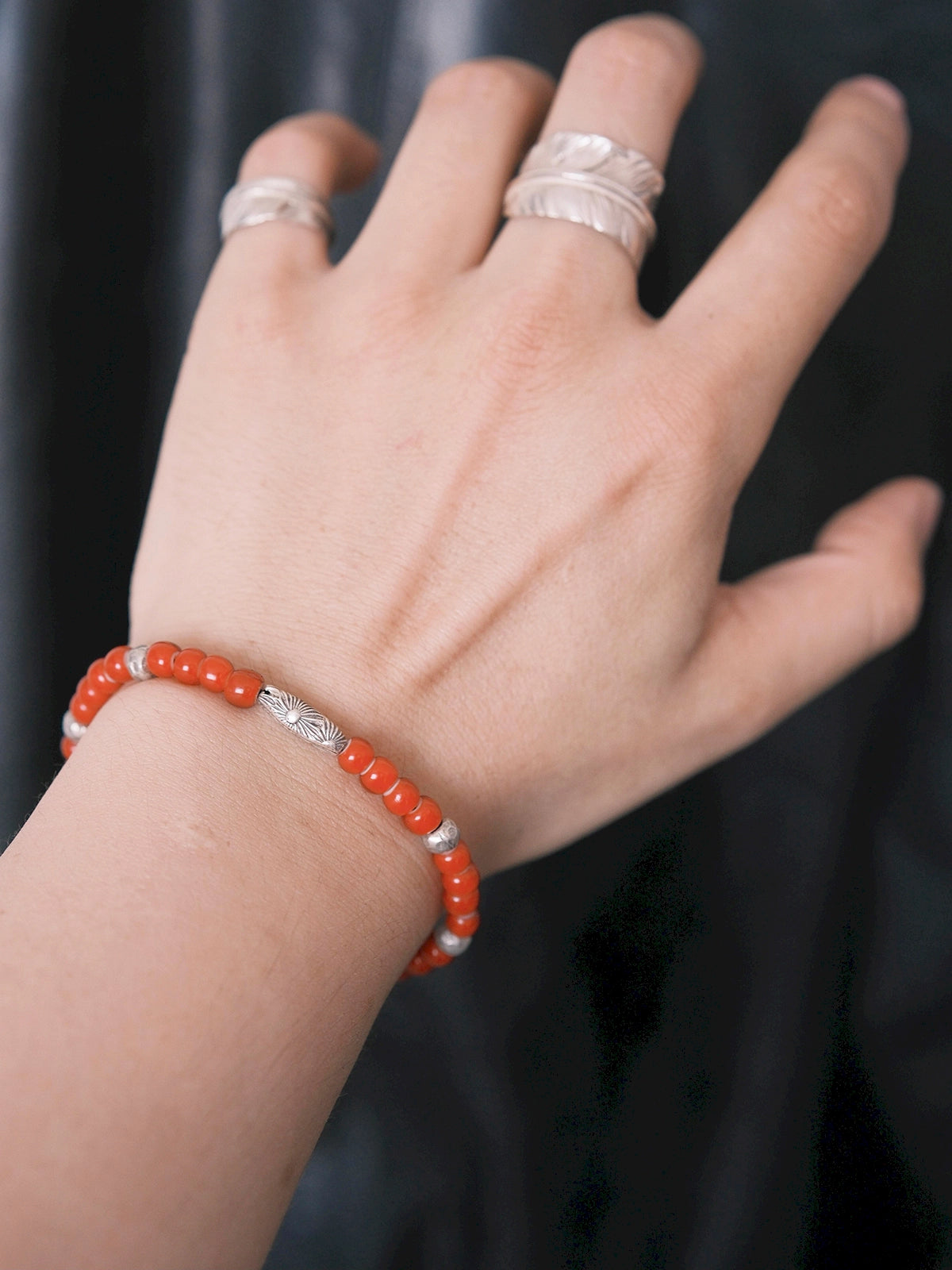 Identity Series | Red Solstice | Japanese Colored-Glaze & 990 Silver Bracelet