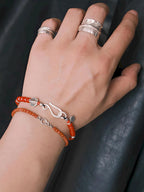 Identity Series | Red Solstice | Japanese Colored-Glaze & 990 Silver Bracelet
