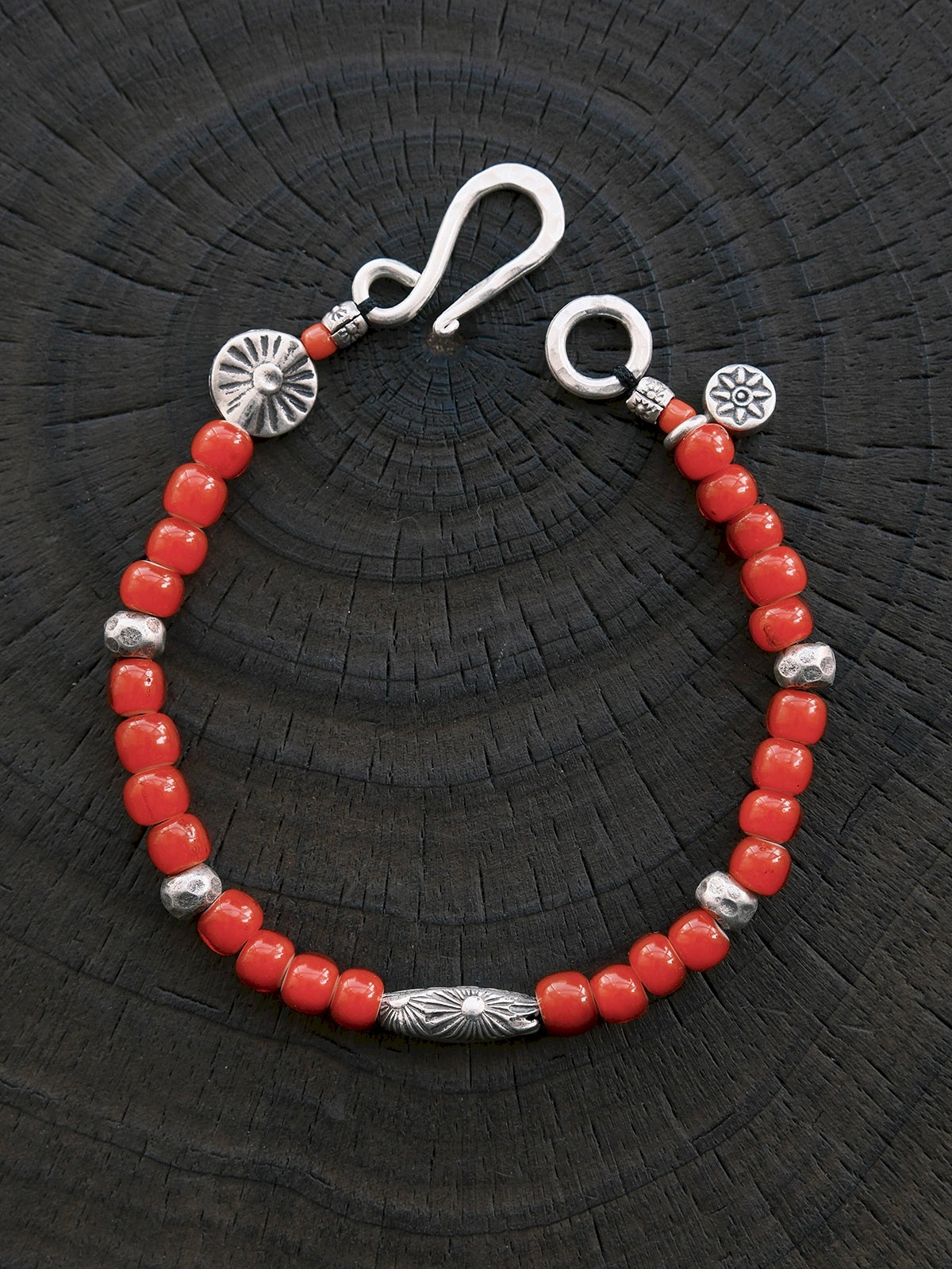 Identity Series | Red Solstice | Japanese Colored-Glaze & 990 Silver Bracelet
