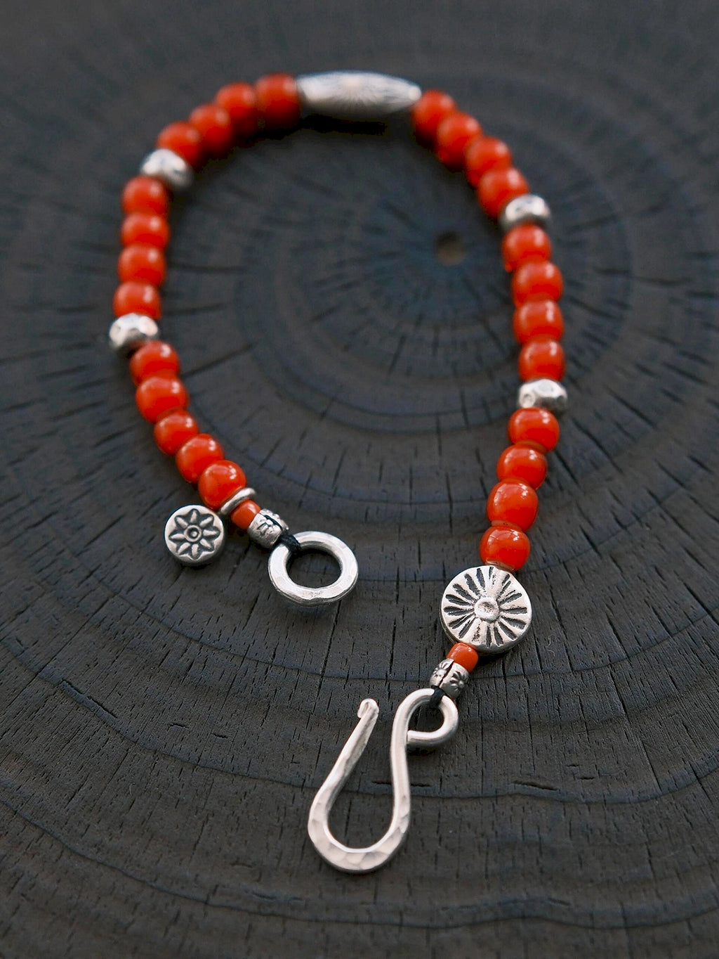 Identity Series | Red Solstice | Japanese Colored-Glaze & 990 Silver Bracelet