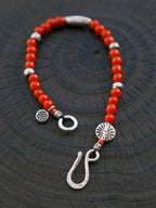 Identity Series | Red Solstice | Japanese Colored-Glaze & 990 Silver Bracelet