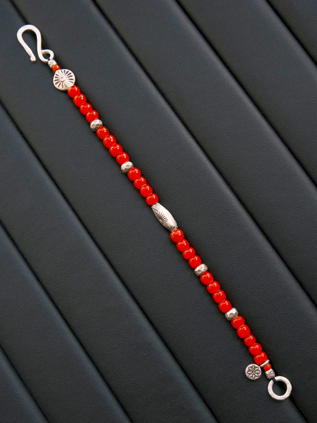 Identity Series | Red Solstice | Japanese Colored-Glaze & 990 Silver Bracelet