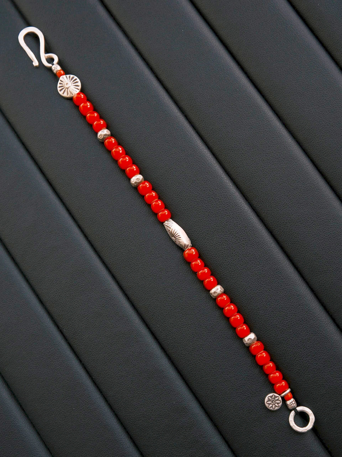 Identity Series | Red Solstice | Japanese Colored-Glaze & 990 Silver Bracelet
