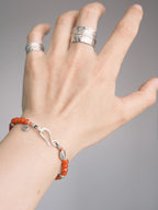 Identity Series | Red Solstice | Japanese Colored-Glaze & 990 Silver Bracelet