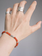 Identity Series | Red Solstice | Japanese Colored-Glaze & 990 Silver Bracelet