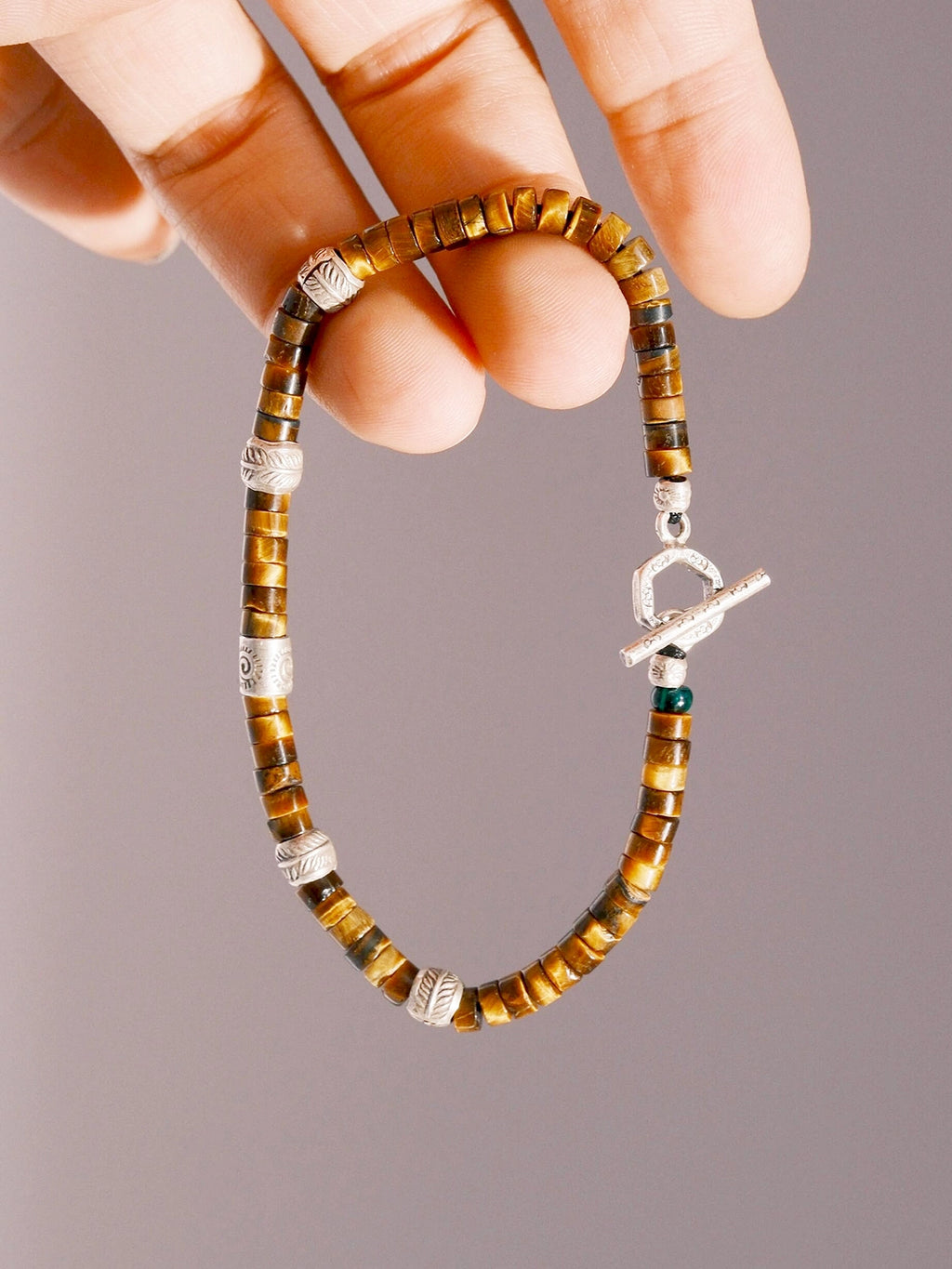 Urban Stoic Series | Amber Authority | Tiger Eye & Hand-Hammered Silver Bracelet