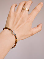 Urban Stoic Series | Amber Authority | Tiger Eye & Hand-Hammered Silver Bracelet