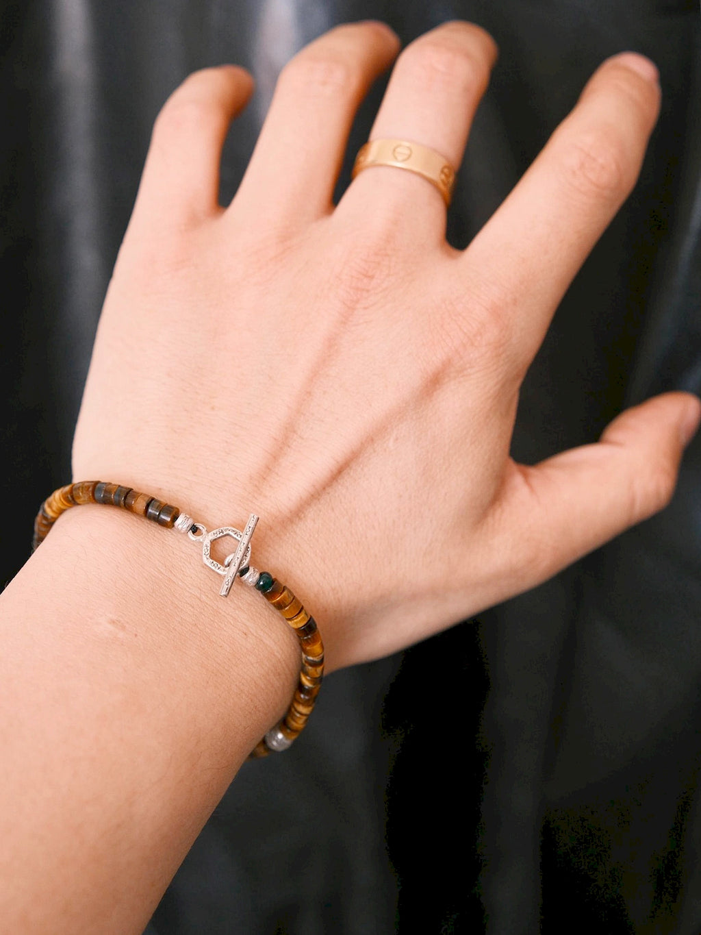 Urban Stoic Series | Amber Authority | Tiger Eye & Hand-Hammered Silver Bracelet