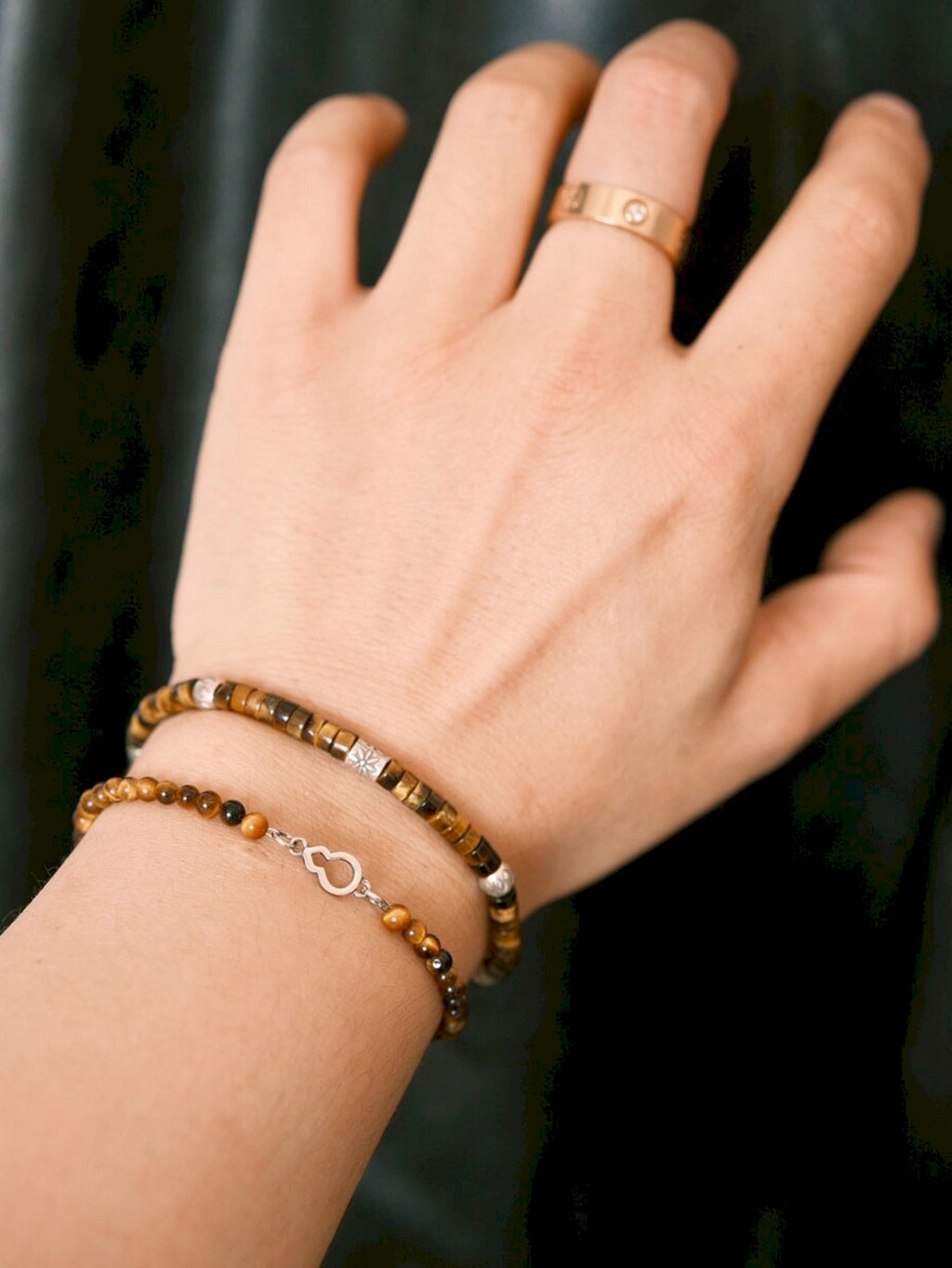 Urban Stoic Series | Amber Authority | Tiger Eye & Hand-Hammered Silver Bracelet