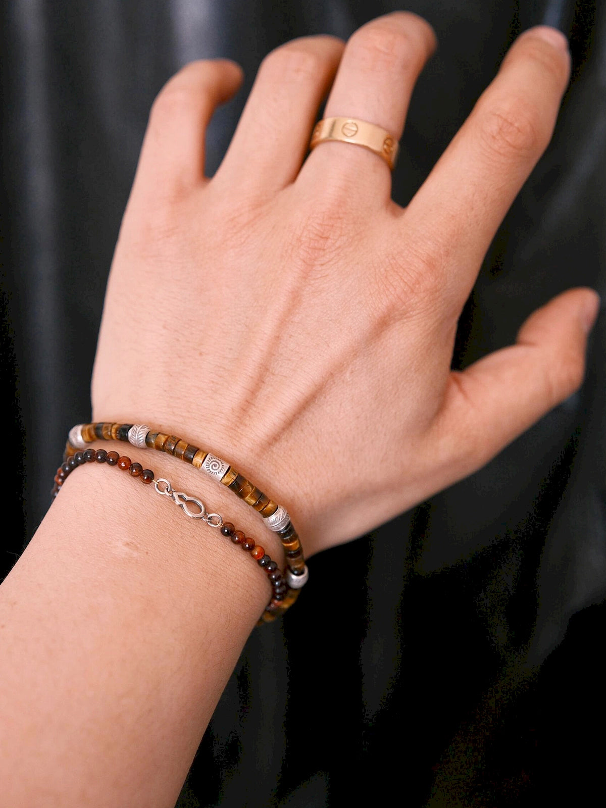 Urban Stoic Series | Amber Authority | Tiger Eye & Hand-Hammered Silver Bracelet