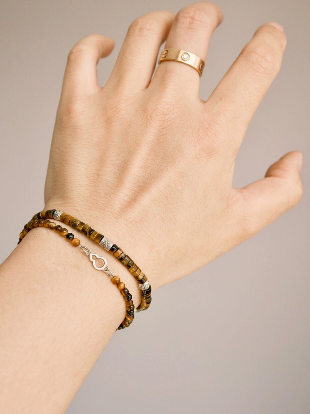 Urban Stoic Series | Amber Authority | Tiger Eye & Hand-Hammered Silver Bracelet