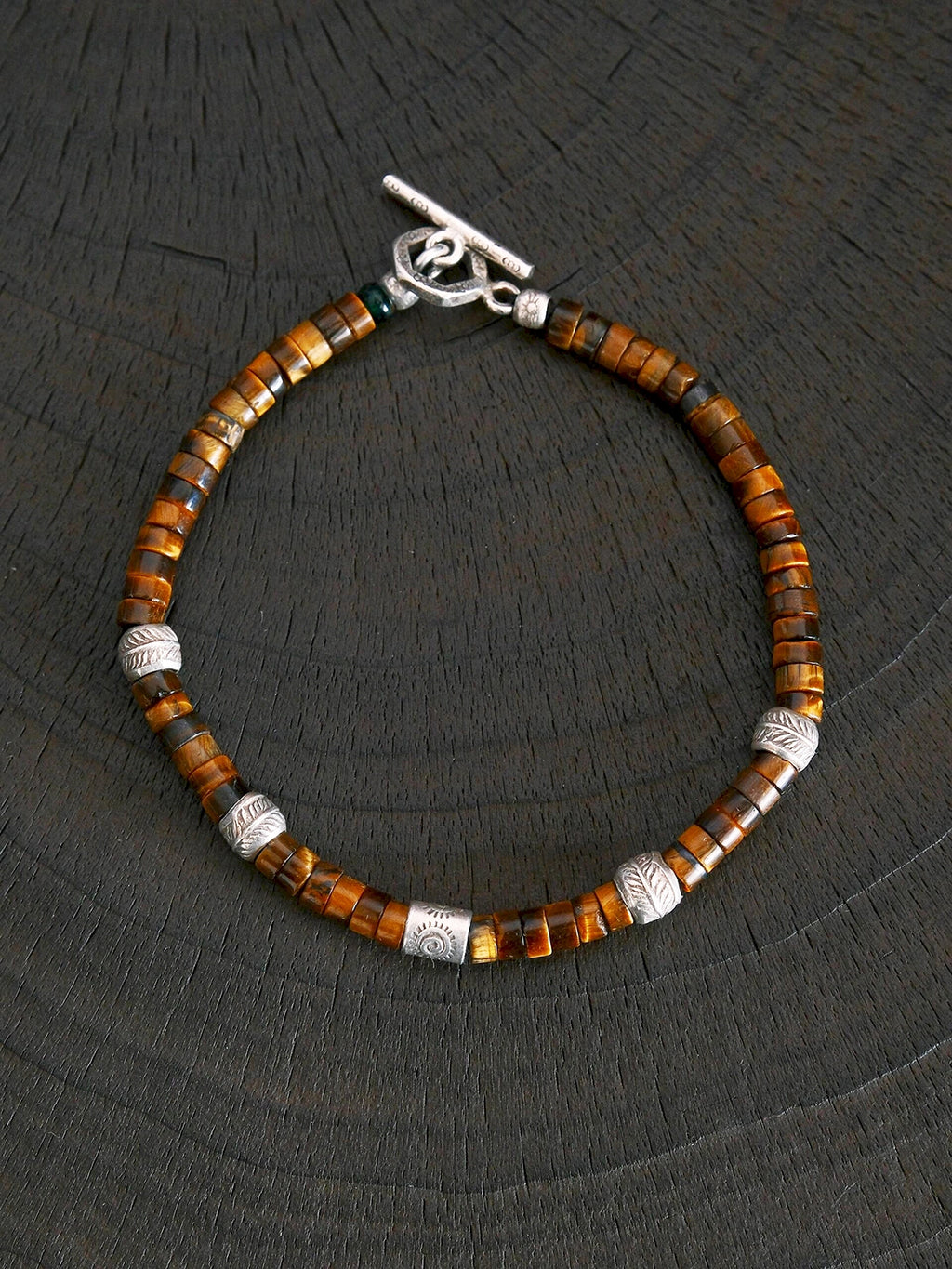 Urban Stoic Series | Amber Authority | Tiger Eye & Hand-Hammered Silver Bracelet