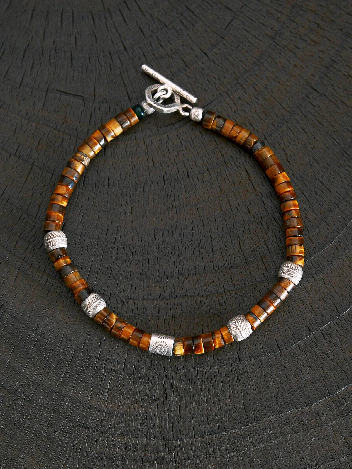 Urban Stoic Series | Amber Authority | Tiger Eye & Hand-Hammered Silver Bracelet