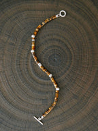 Urban Stoic Series | Amber Authority | Tiger Eye & Hand-Hammered Silver Bracelet