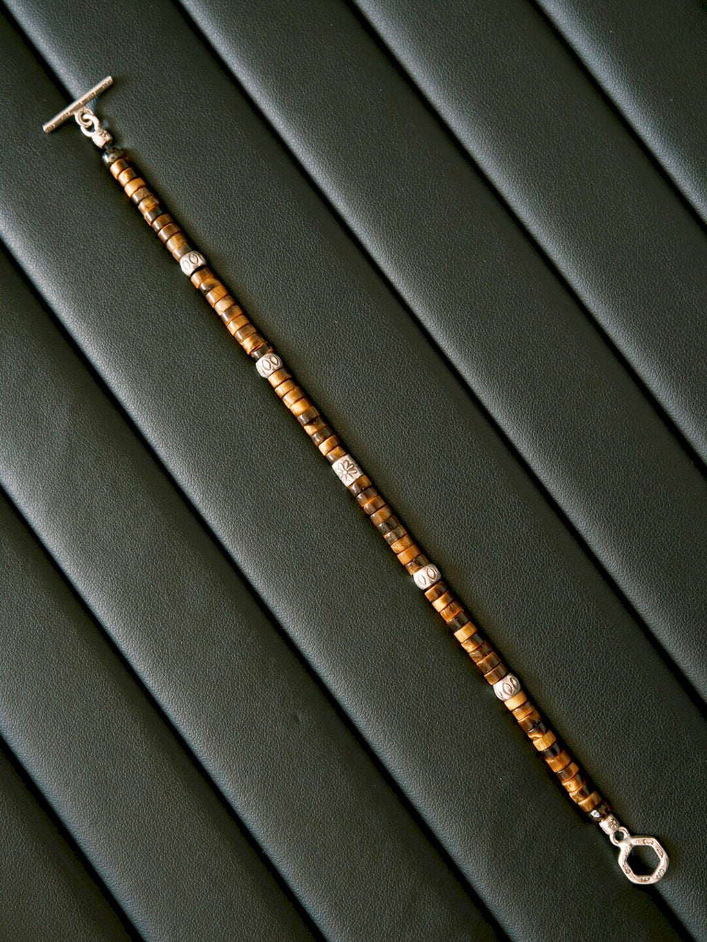 Urban Stoic Series | Amber Authority | Tiger Eye & Hand-Hammered Silver Bracelet