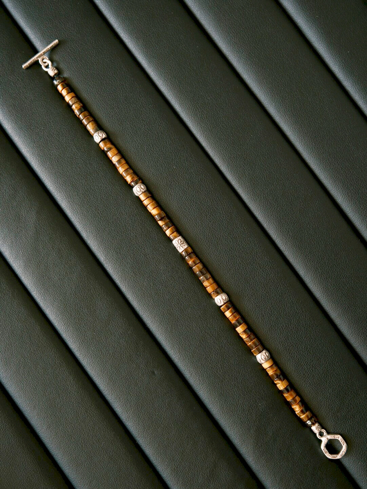 Urban Stoic Series | Amber Authority | Tiger Eye & Hand-Hammered Silver Bracelet