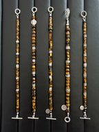Urban Stoic Series | Amber Authority | Tiger Eye & Hand-Hammered Silver Bracelet
