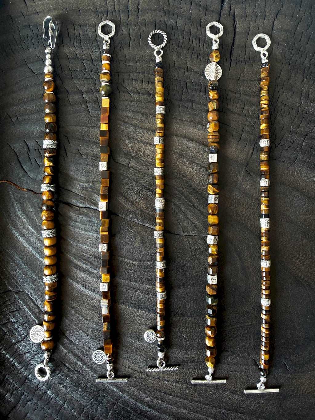Urban Stoic Series | Amber Authority | Tiger Eye & Hand-Hammered Silver Bracelet