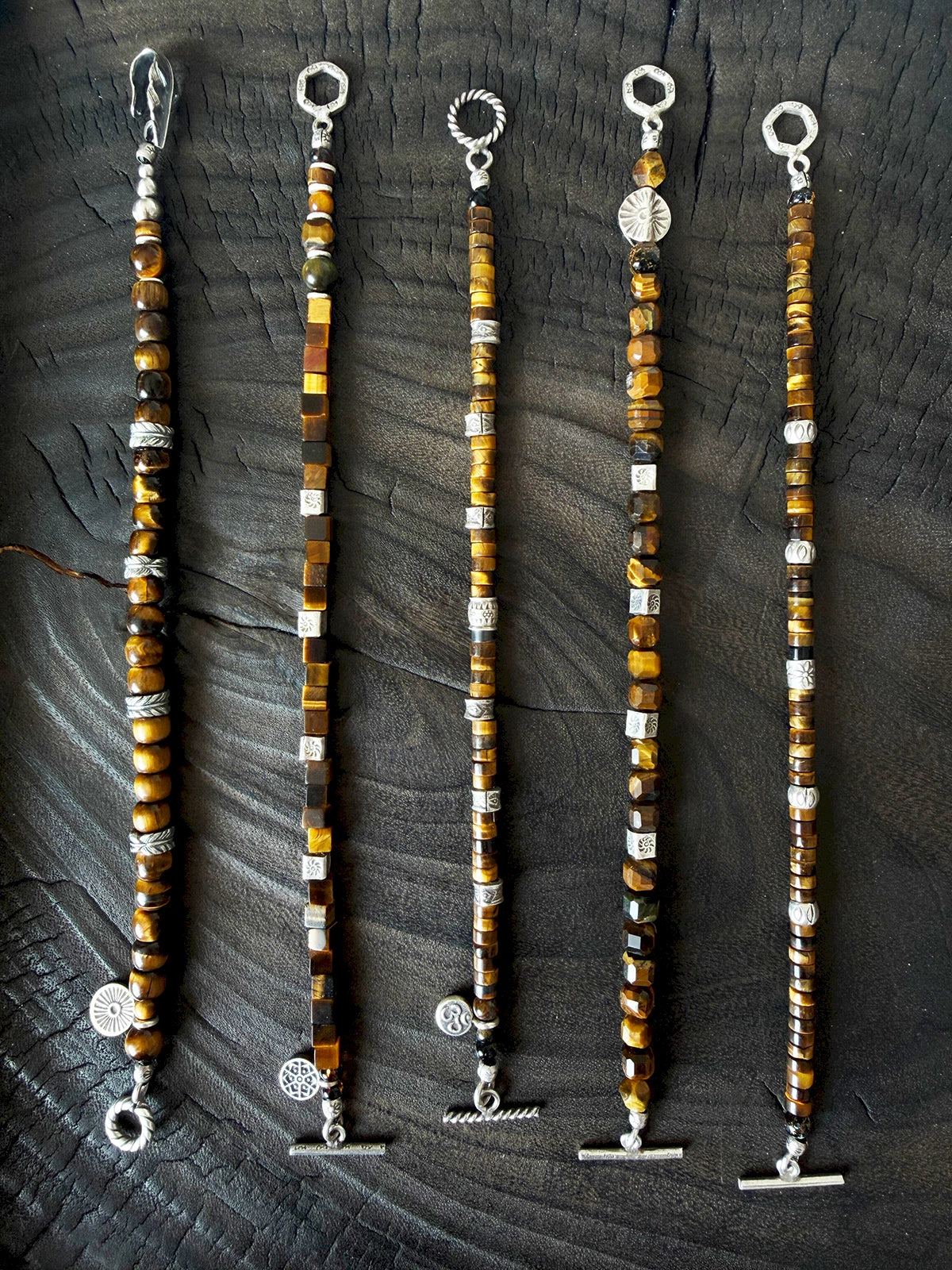 Urban Stoic Series | Amber Authority | Tiger Eye & Hand-Hammered Silver Bracelet