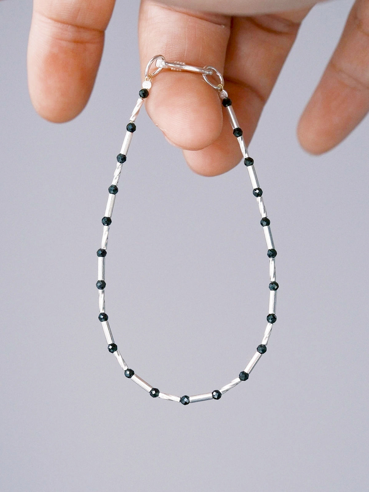 Urban Stoic Series | Cold Signal | Black Spinel & Sterling Silver Bracelet