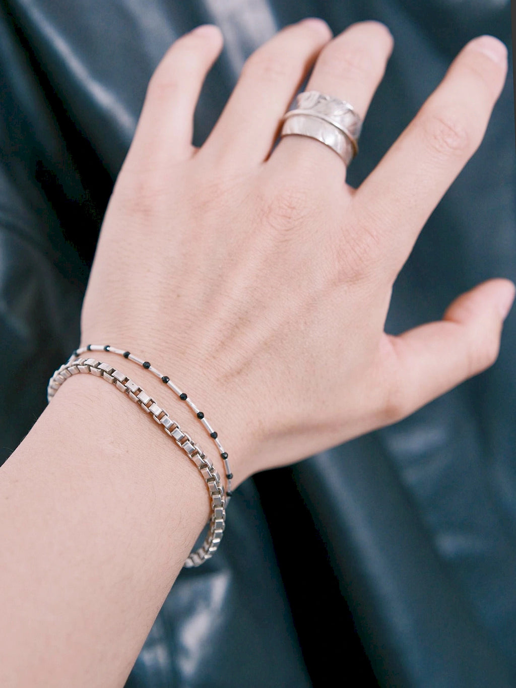 Urban Stoic Series | Cold Signal | Black Spinel & Sterling Silver Bracelet