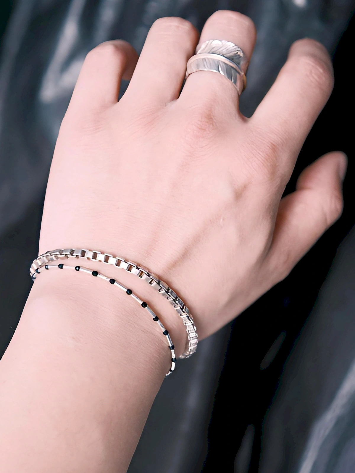 Urban Stoic Series | Cold Signal | Black Spinel & Sterling Silver Bracelet