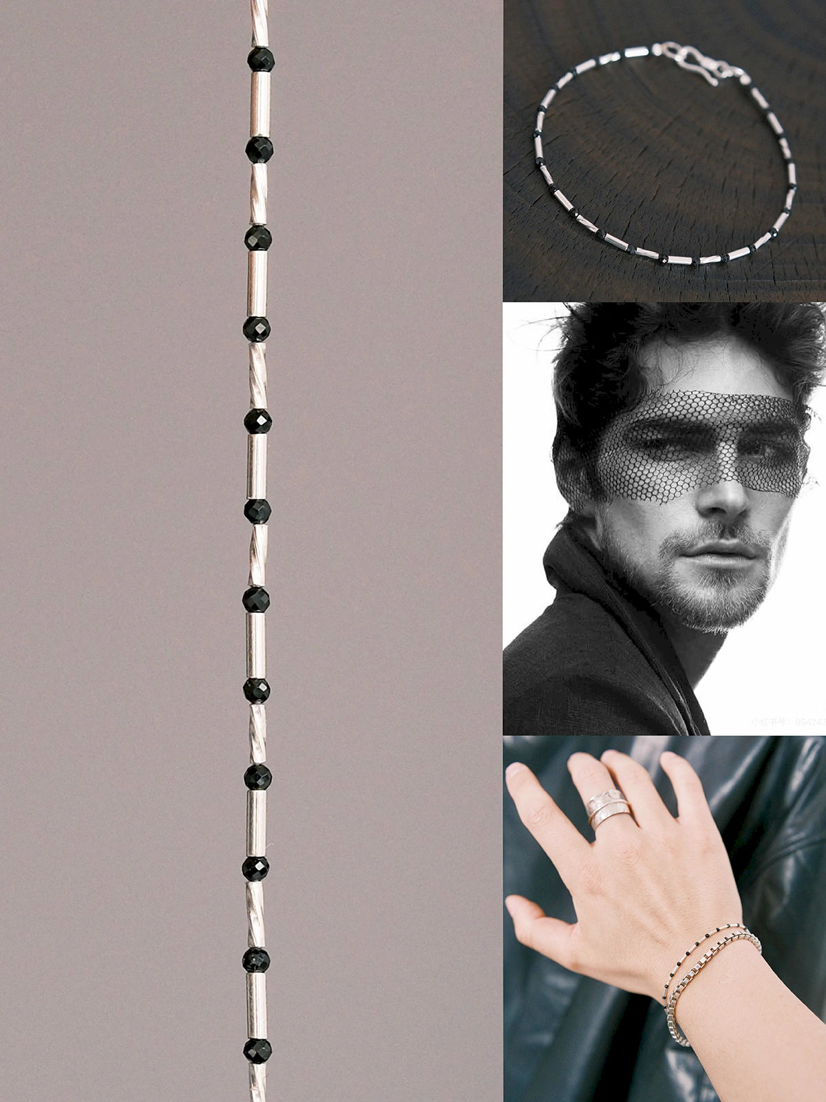 Urban Stoic Series | Cold Signal | Black Spinel & Sterling Silver Bracelet