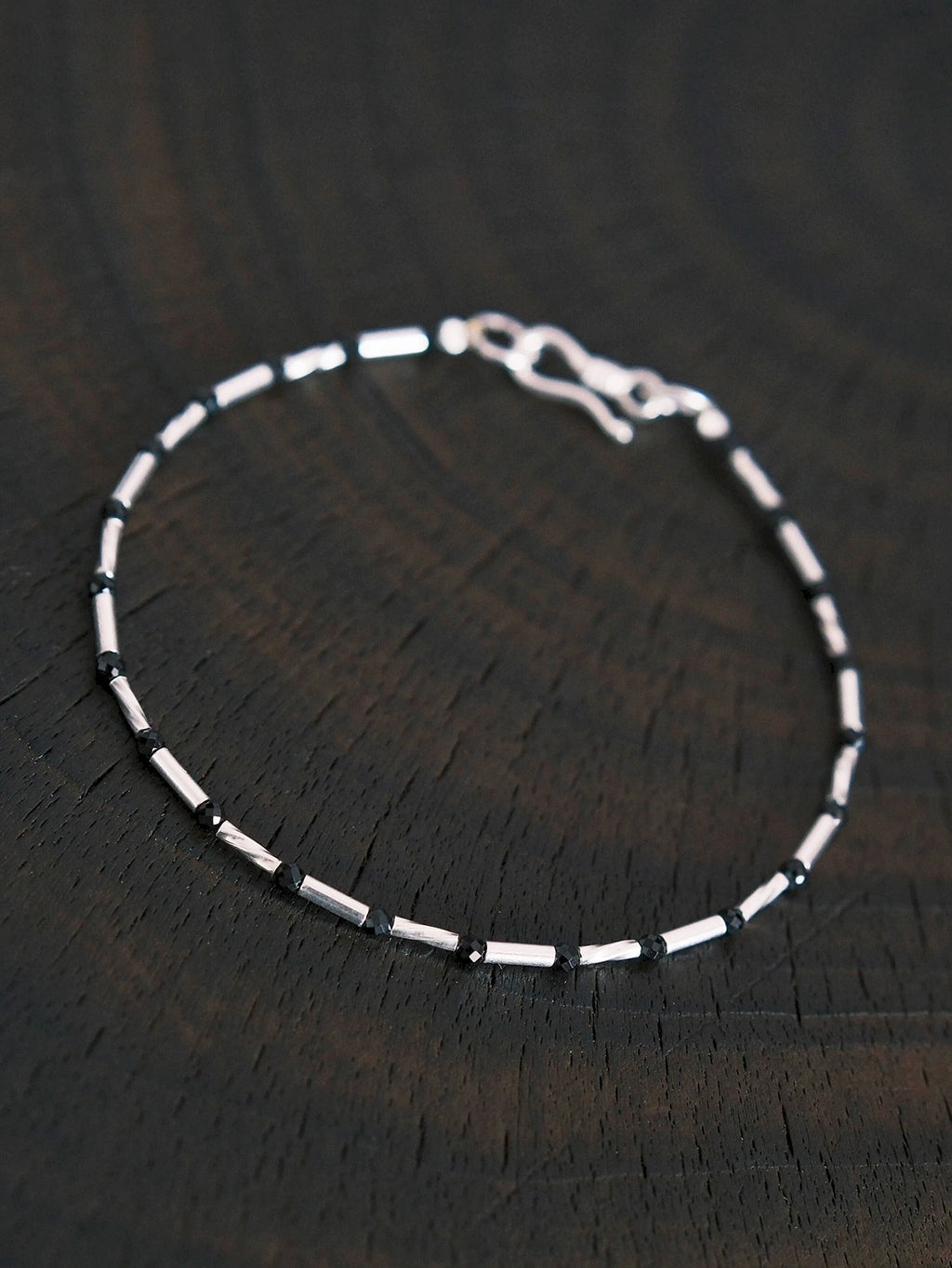 Urban Stoic Series | Cold Signal | Black Spinel & Sterling Silver Bracelet