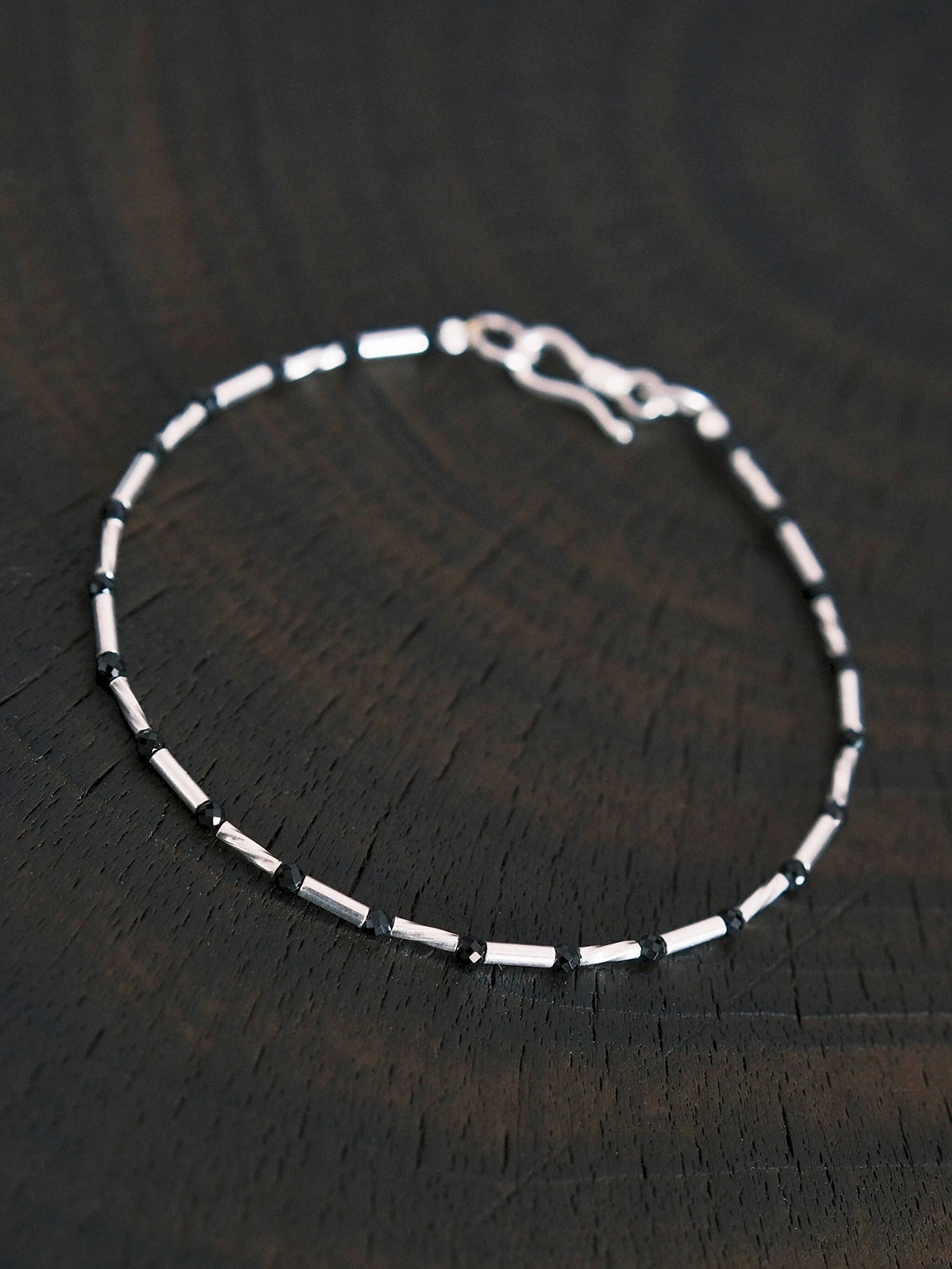 Urban Stoic Series | Cold Signal | Black Spinel & Sterling Silver Bracelet