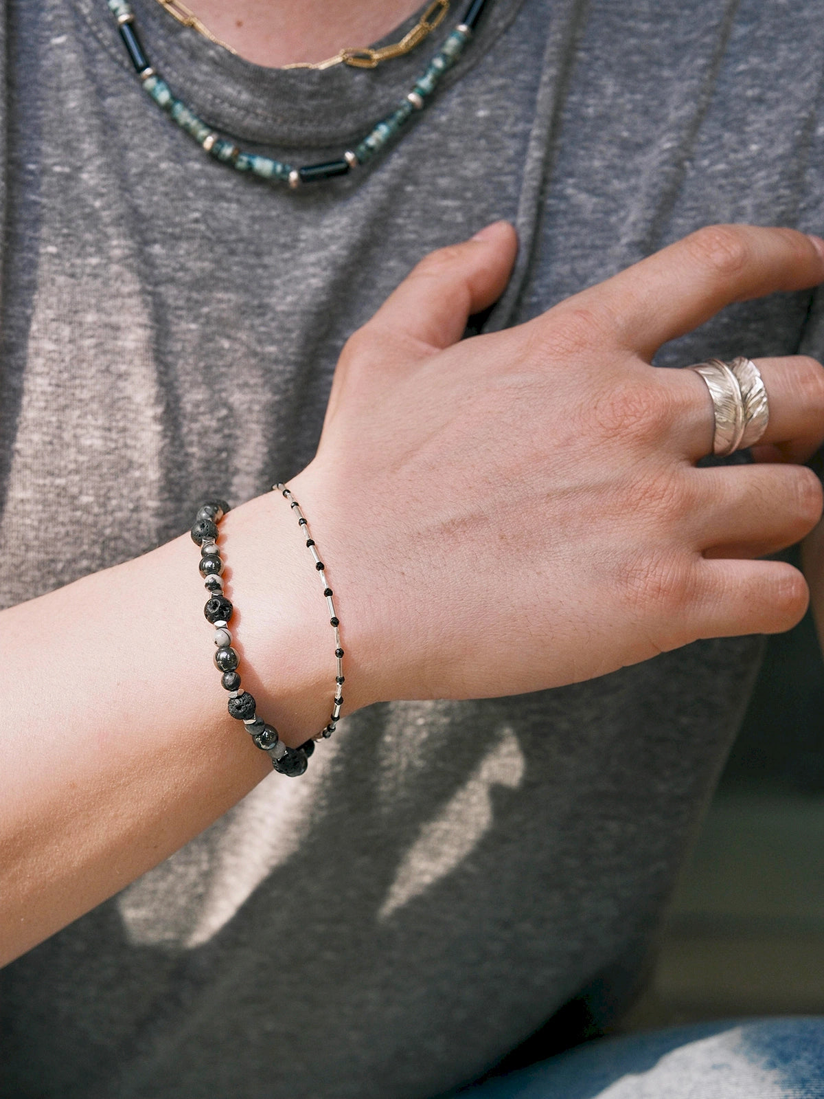 Urban Stoic Series | Cold Signal | Black Spinel & Sterling Silver Bracelet