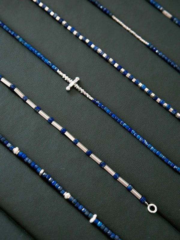 Gift-ready men’s lapis lazuli and sterling silver bracelet from Identity Series Blue Boy, designed as a meaningful gift for him with minimal blue style.