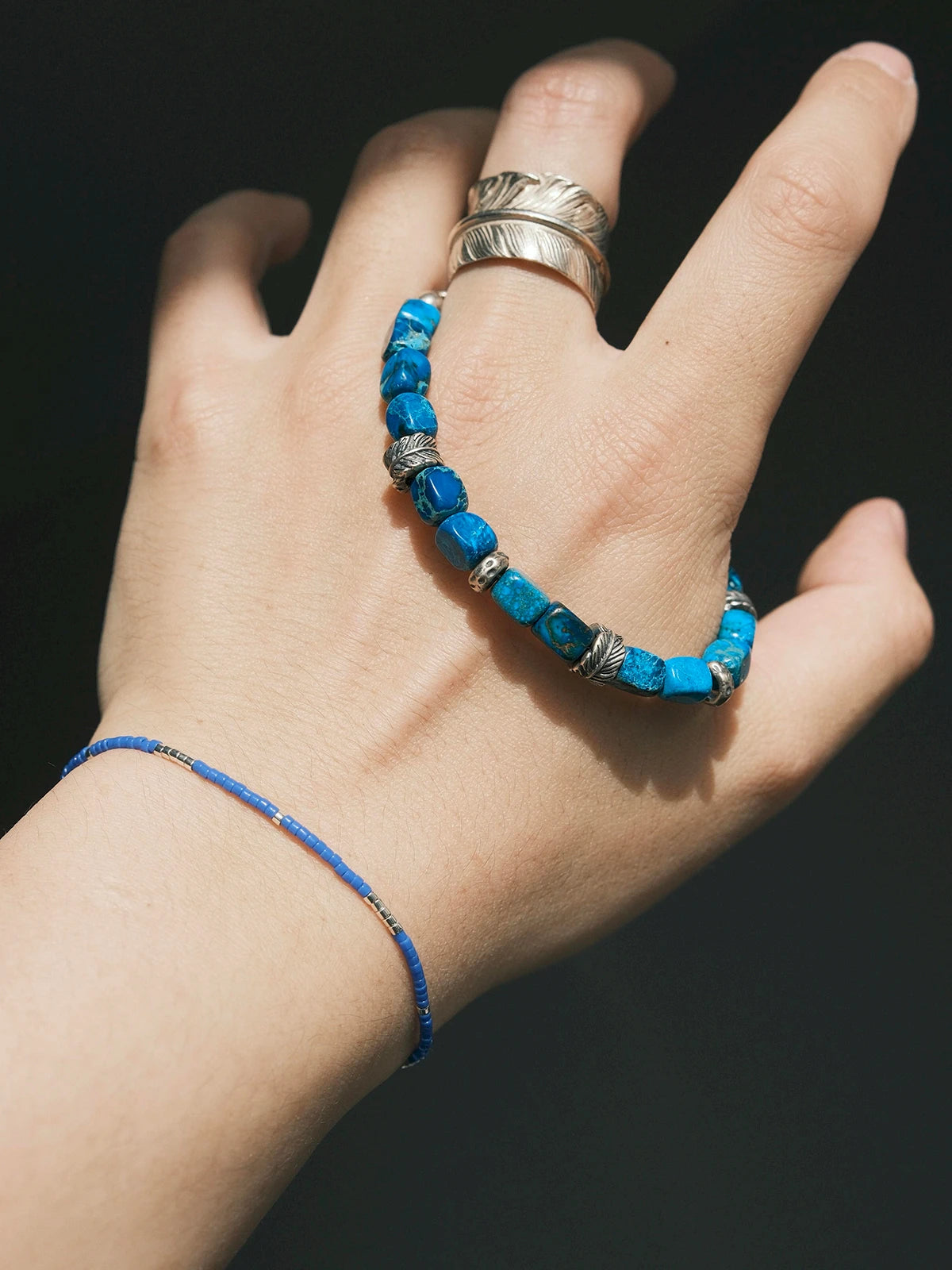 Identity Series | Ocean Wing | Blue Jasper-Style Stone & Sterling Silver Bracelet