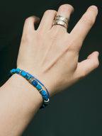 Identity Series | Ocean Wing | Blue Jasper-Style Stone & Sterling Silver Bracelet