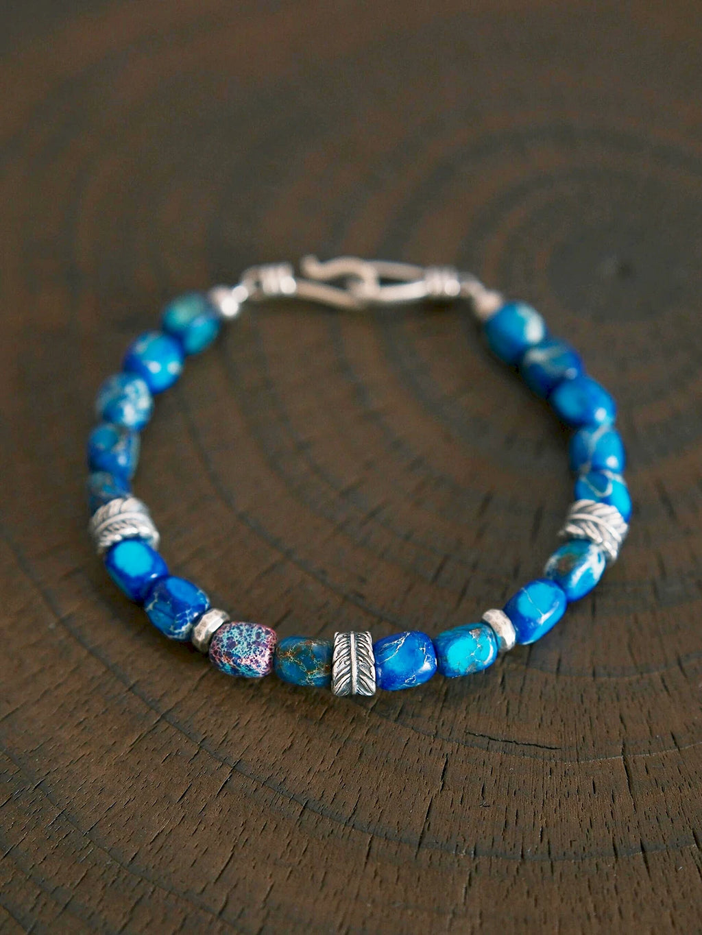 Identity Series | Ocean Wing | Blue Jasper-Style Stone & Sterling Silver Bracelet