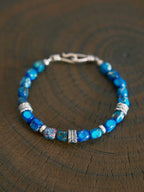 Identity Series | Ocean Wing | Blue Jasper-Style Stone & Sterling Silver Bracelet