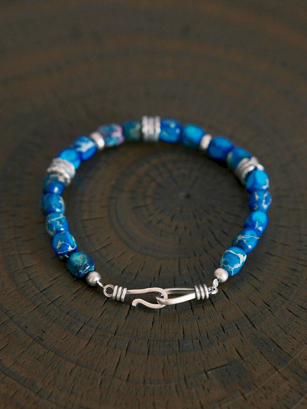 Identity Series | Ocean Wing | Blue Jasper-Style Stone & Sterling Silver Bracelet