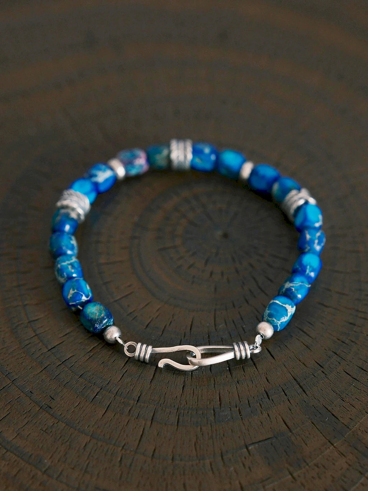 Identity Series | Ocean Wing | Blue Jasper-Style Stone & Sterling Silver Bracelet
