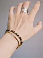 Urban Stoic Series | Amber Command | Tiger Eye & Hammered Silver Bracelet