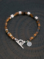 Urban Stoic Series | Amber Command | Tiger Eye & Hammered Silver Bracelet